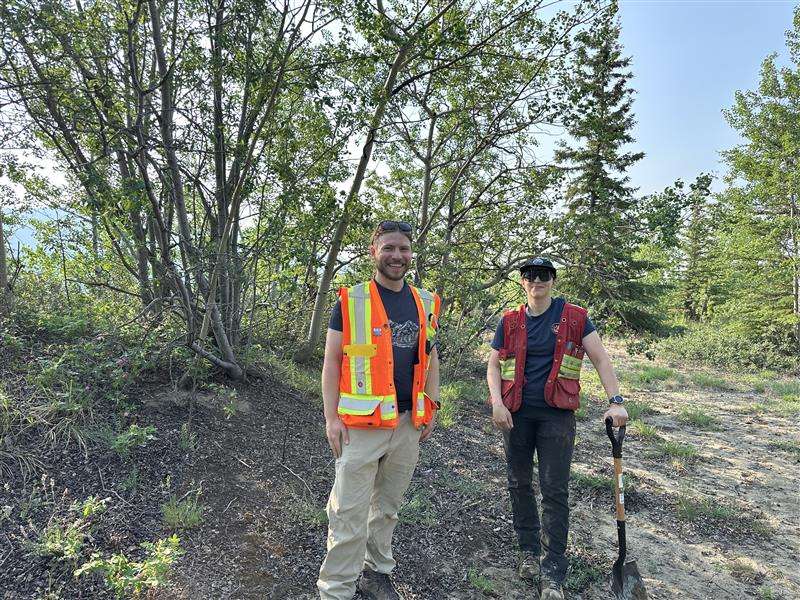 Aaron and Soph doing fieldwork on the Whitehorse Escarpment